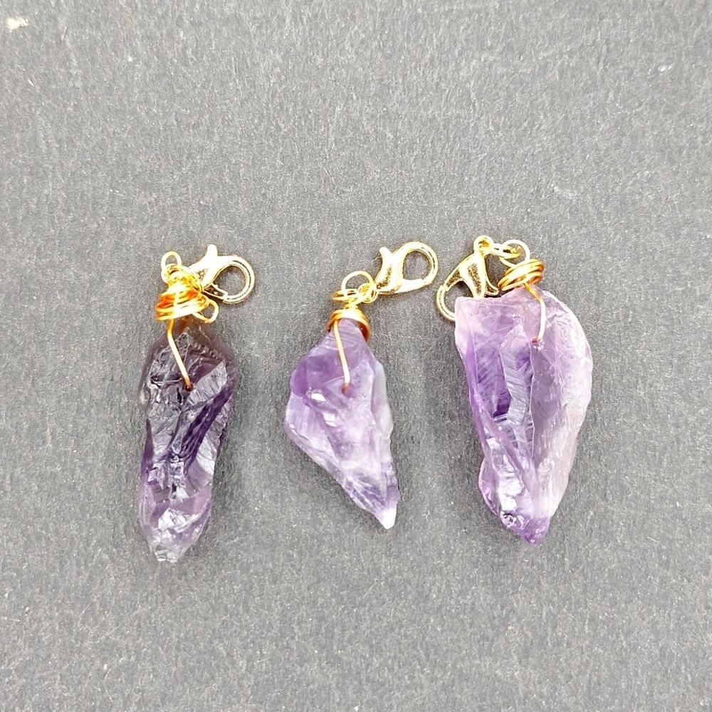 Handmade Amythyst stitch markers zipper pull keychain accessories charms …